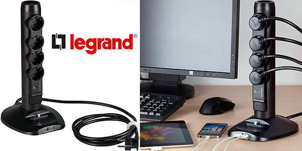 ▷ Chollo Regleta vertical Legrand con 4 enchufes, 2 USB y 1 Micro USB por  sólo 23,99€ (-20%)