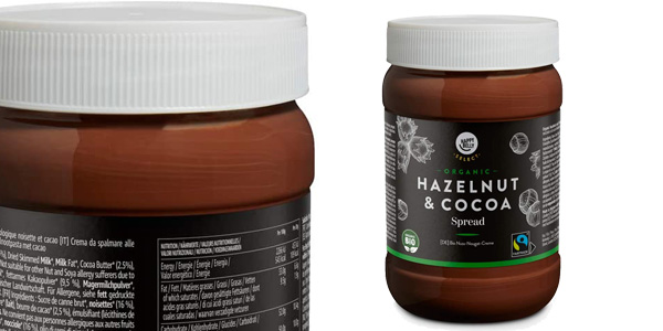 Crema de cacao y avellanas ecológica Amazon Happy Belly Select de 800 gr barata en Amazon