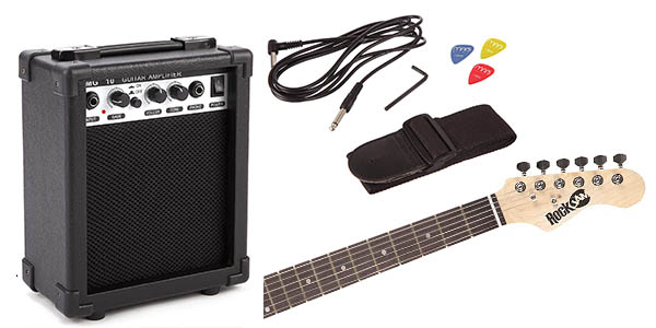 kit RockJam de guitarra eléctrica con amplificador y funda chollo