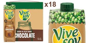 Pack x18 briks Vivesoy Chocolate bebida de soja de 1L/ud barato en Amazon