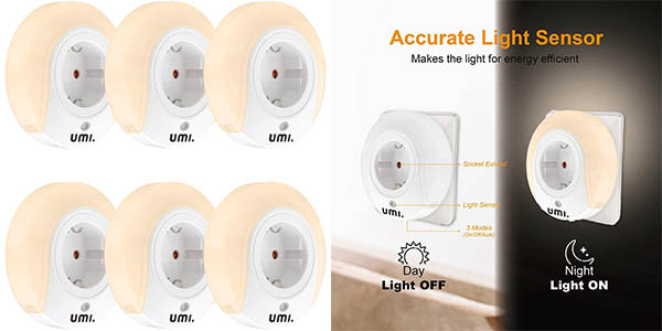 Pack x6 Luz nocturna Umi. by Amazon con enchufe integrado