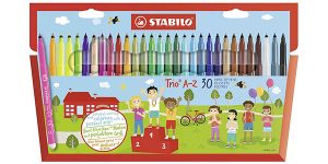 Pack x30 Rotuladores Stabilo Trio A-Z de colores con zona de sujeción triangular