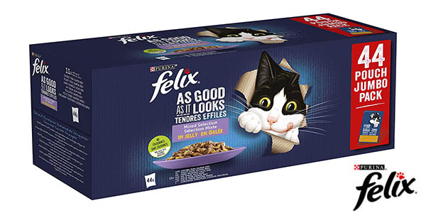 Pack x44 Sobres Purina Felix Fantastic Surtido Variado para gato