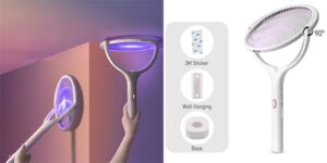 Raqueta matamoscas eléctrica con luz UV y carga USB
