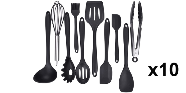 Chollo Set x10 Utensilios de cocina Hollylife de silicona ...