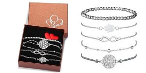 Set x5 Pulseras de Plata Jbniuay baratas en Amazon
