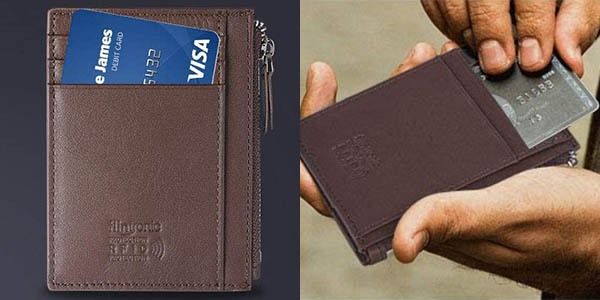 Cartera de piel con monedero Slim Flintronic para tarjetas de crédito