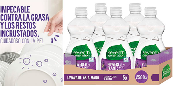 Chollo Pack de 5 lavavajillas a mano Seventh Generation de 500 ml