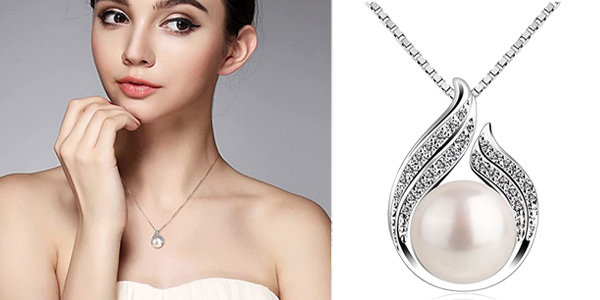Colgante ''Mi Amor no tiene fronteras'' de B.Catcher en Plata de Ley con perla oferta en Amazon