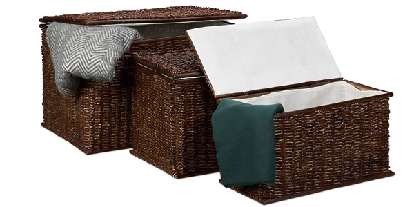 Chollo Conjunto de 3 cofres de almacenamiento Relaxdays en palma