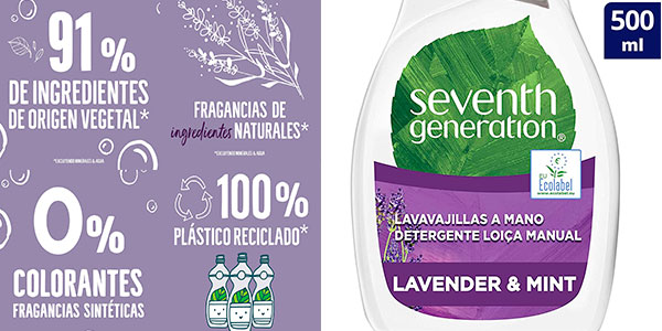 Pack de 5 lavavajillas a mano Seventh Generation de 500 ml barato