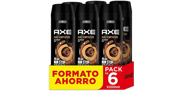 Pack x6 Desodorantes Axe Dark Temptation de 200 ml para hombre