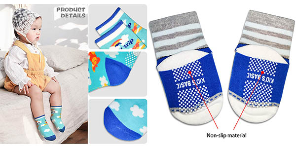 Pack x12 Pares de calcetines antideslizantes SaponinTree para bebé y niños