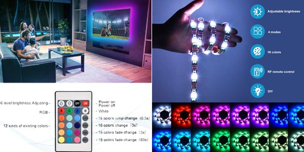 Set x2 Tiras LED Kohree de 50 cm/ud con control remoto para cine en casa oferta en Amazon