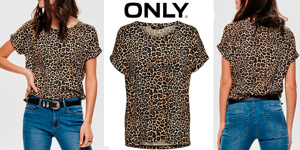 Chollo Camiseta Only con estampado animal print para mujer