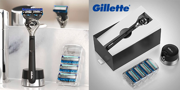 Chollo Gillette Fusion5 ProGlide con base magnética y 4 cuchillas de recambio
