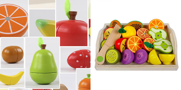Set infantil de frutas y verduras de madera Montessori