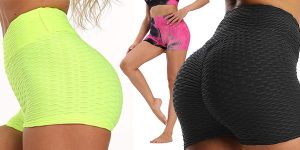 Mallas Cortas Fitto efecto push-up con cintura alta para mujer baratas en Amazon