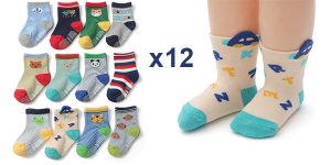 Pack x12 calcetines antideslizantes Yafane para niños y bebés con diseños divertidos baratos en Amazon