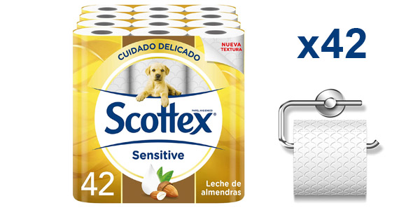 Pack x42 rollos Papel Higiénico Scottex Sensitive barato en Amazon