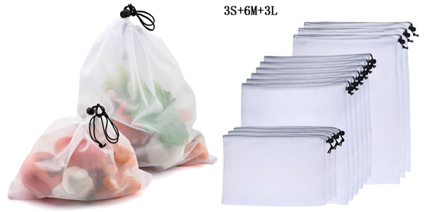 Pack x12 Bolsas de malla para frutas y verduras baratas en AliExpress