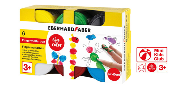 Pack x6 botes pintura de dedos Eberhard Faber de 40 ml cada uno barato en Amazon
