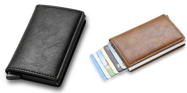 Cartera billetera metalizada anti RFID para hombre