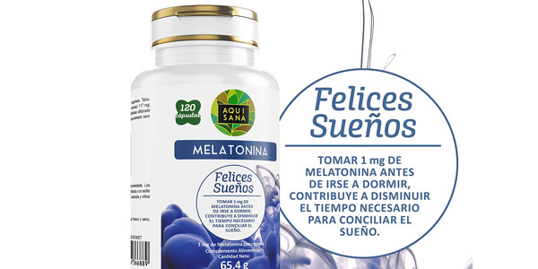 Envase x120 Cápsulas AquiSana Felices sueños con Melatonina, Valeriana y Tila barato en Amazon
