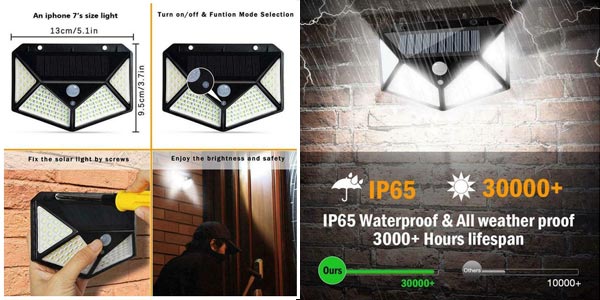 Lámpara LED solar Shopled de 20W con sensor movimiento PIR/luz chollo en AliExpress