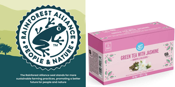 Pack x150 Bolsitas de té verde con jazmín Amazon Happy Belly chollo en Amazon