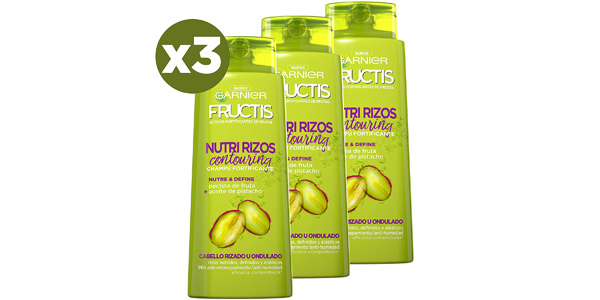 Pack x3 Champú fortificante Fructis Nutri Rizos Contouring de 700 ml/ud barato en Amazon