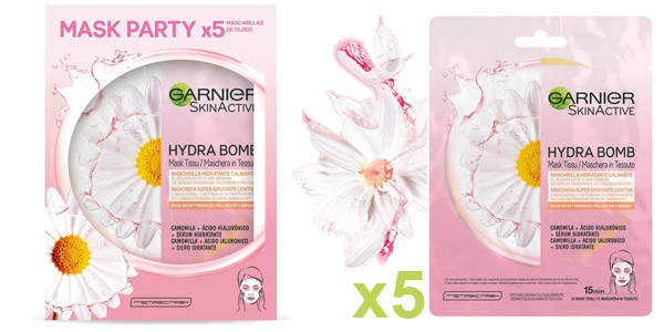 Set x5 mascarillas calmantes Garnier Skin Active Hydra Bomb Mask Tissu barato en Amazon