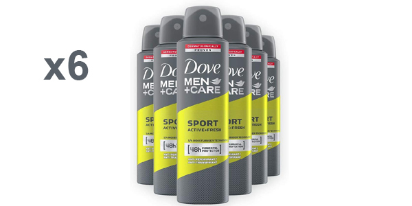 Pack x6 Dove Men Care Sport Active+Fresh de 150 ml/ud barato en Amazon