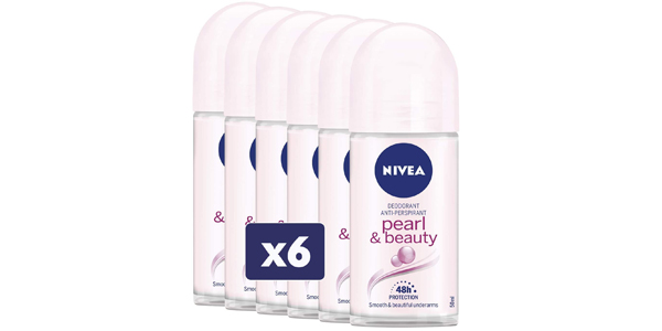 Pack x6 Desodorantes roll-on Nivea Pearl & Beauty de 50 ml/ud barato en Amazon