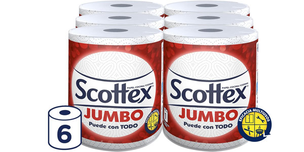 Pack x6 Rollos de Papel de cocina Scottex Jumbo barato en Amazon