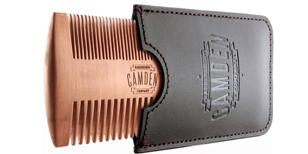 Peine para barba ultraligero de madera de peral Camden Barbershop Company +Estuche barato en Amazon