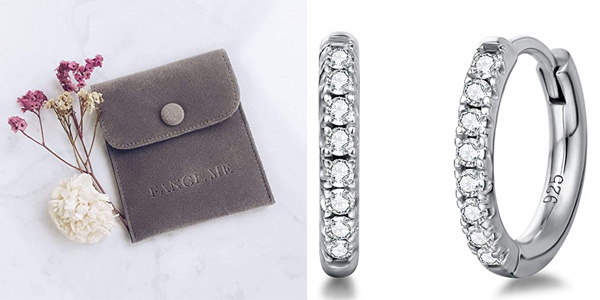 Pendientes de Aro pequeños en Plata de ley 925 con Circonita Cúbica para mujer baratos en Amazon
