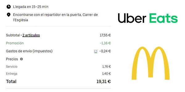 Uber Eats cupón descuento McDonald's