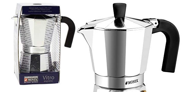 Cafetera de 6 tazas Monix Vitro en aluminio barata en Amazon