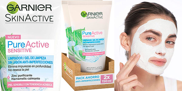Chollo Pack de 2 limpiador de poros Garnier SkinActive sin jabón 