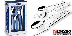 Chollo Set Monix Milán de 24 cubiertos con cuchillo chuletero de acero inoxidable