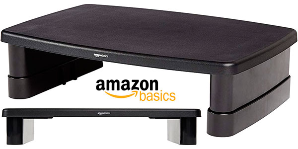 Chollo Soporte AmazonBasics para monitor y portátil de altura ajustable con patas antideslizantes