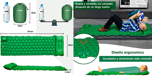 Esterilla inflable Zacro con bomba de pie barata