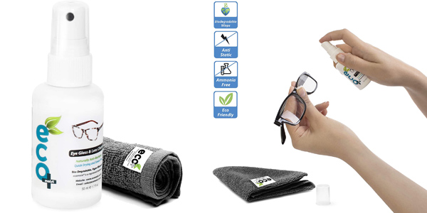 Líquido limpiador óptico Ecomoist para gafas y lentes de 50 ml + toalla de microfibra fina barato en Amazon