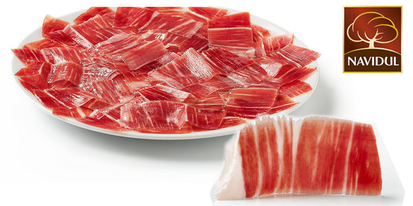 Jamón de bellota ibérico Navidul + jamonero + cuchillo oferta en Amazon