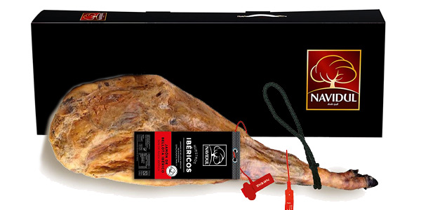 Jamón de bellota ibérico Navidul + jamonero + cuchillo chollo en Amazon