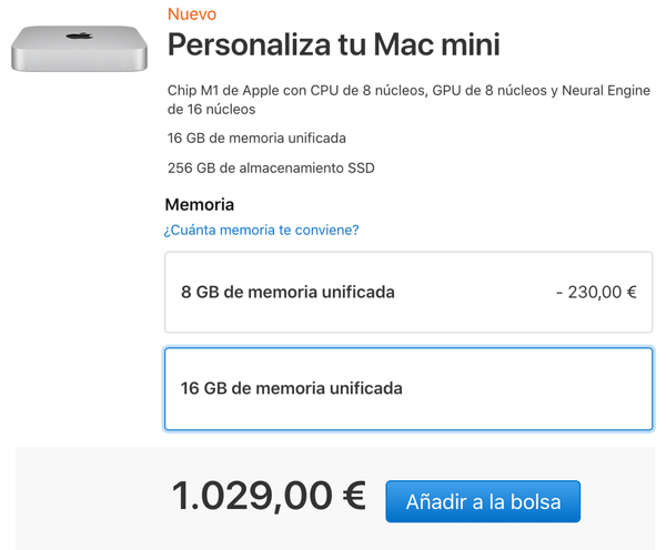 Mac Mini M1 con 16GB