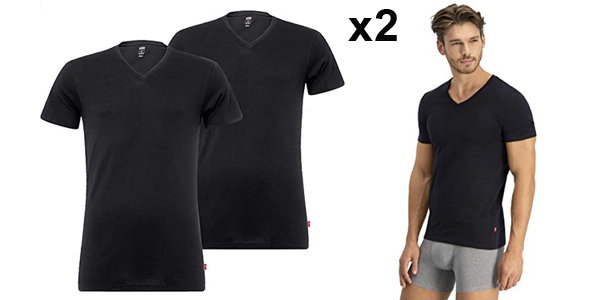 Pack x2 camisetas básicas Levi's Men V-Neck para hombre barato en Amazon