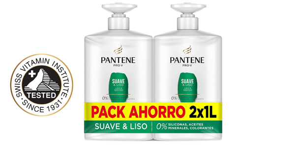Pack x2 Champú Pantene Pro-V Suave y liso de 1L/ud barato en Amazon