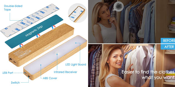 Pack x2 Luces de armario Auxmir con sensor de movimiento barato en Amazon